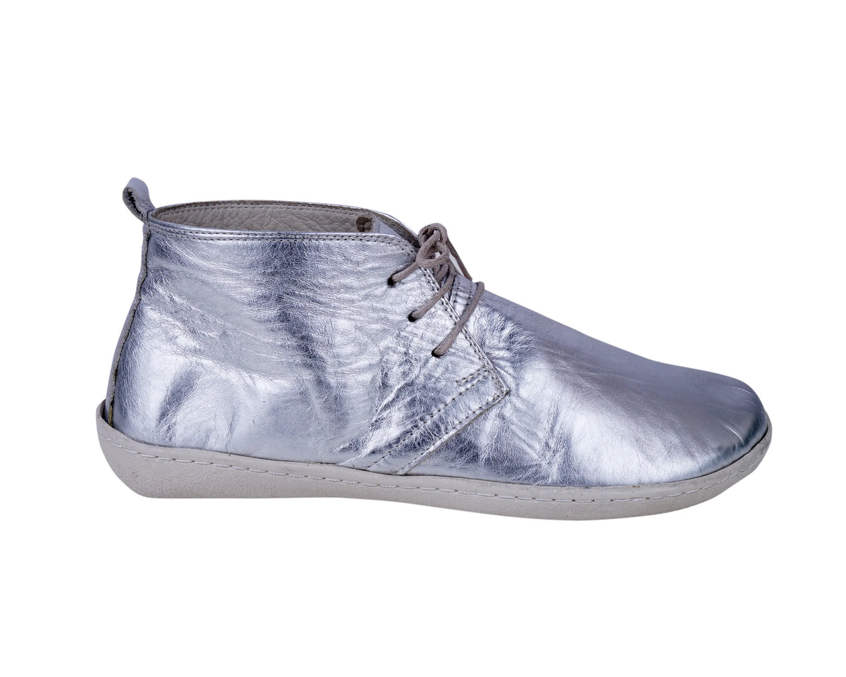 Bright Barefoot Bootie Laces Shoes – 6 mm Rubber Sole – Silver