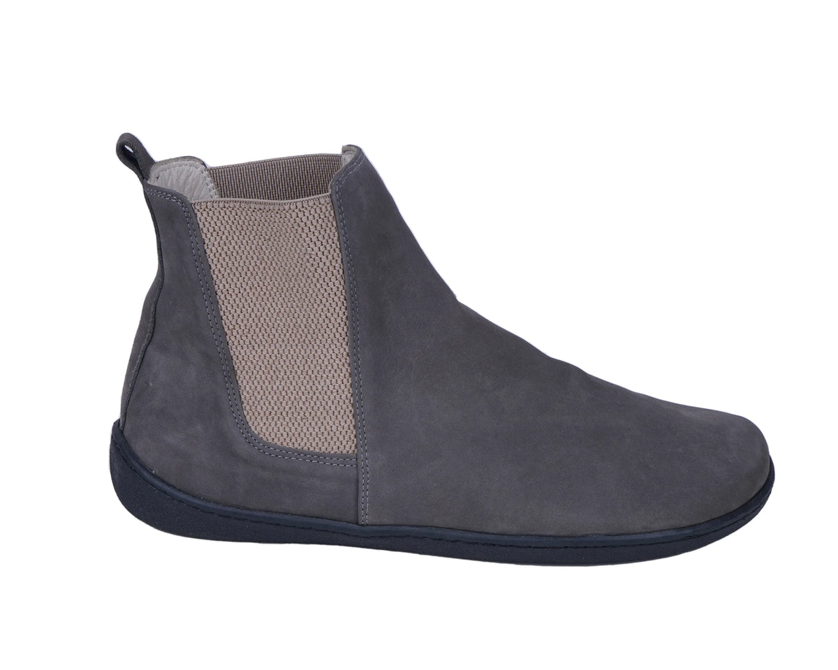 Nubuck Barefoot Chelsea Boots Shoes – 6mm Rubber Sole – Gray