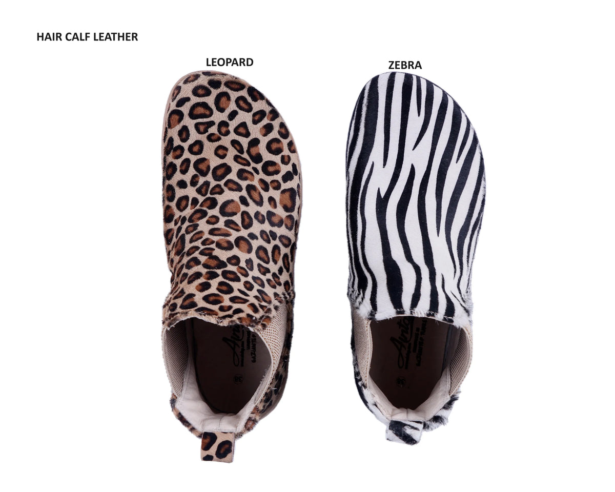 Hair Barefoot Ankle Boots Shoes – 6mm Rubber Sole – Leopard