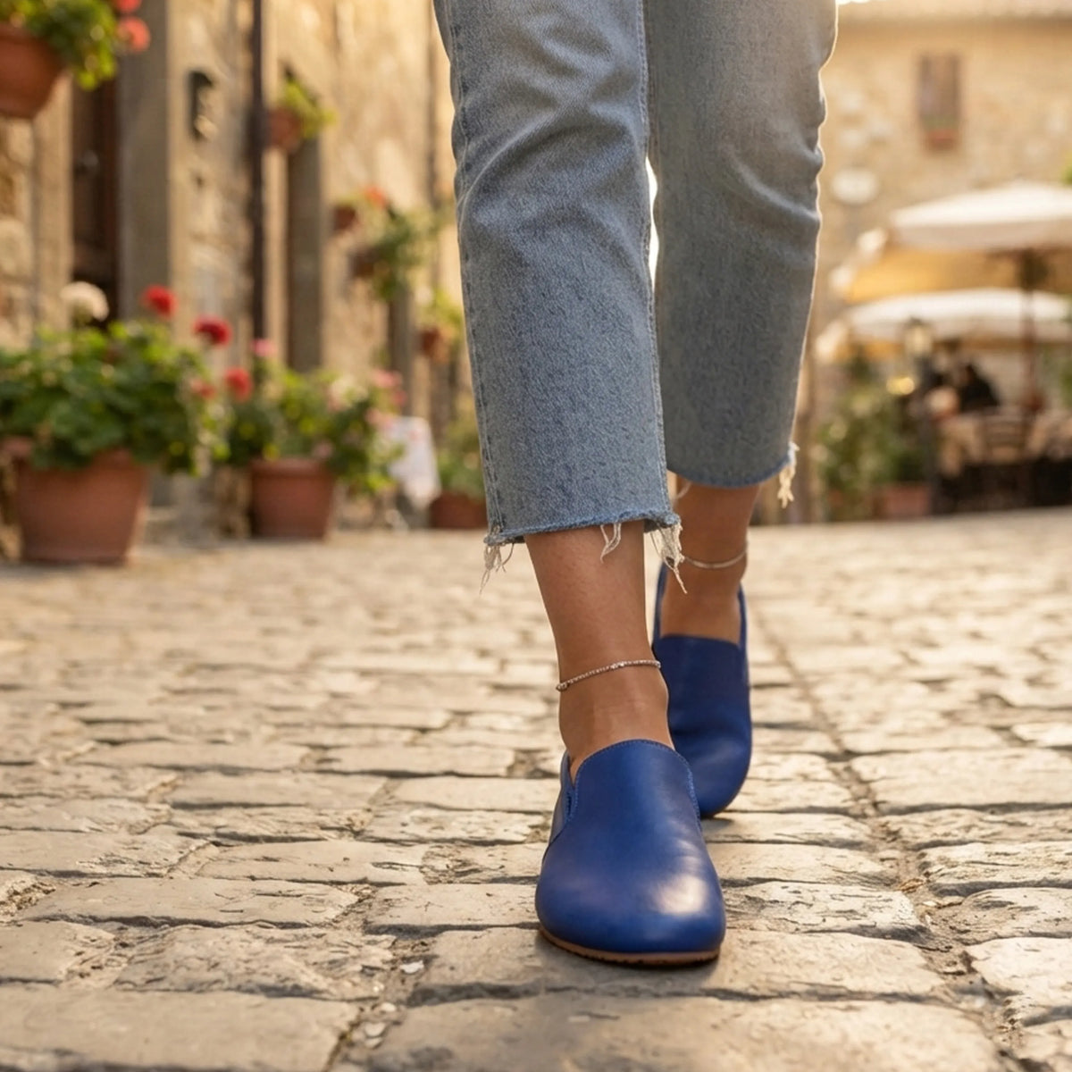 Smooth Barefoot Slip-On Shoes – Rubber Sole – Bright Blue