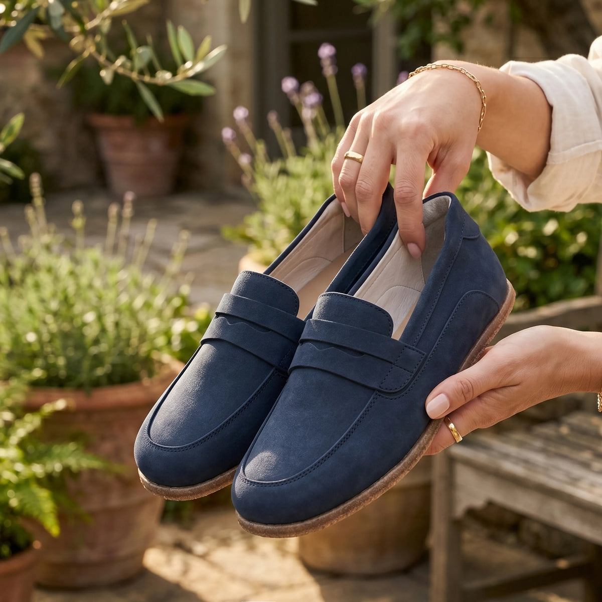 Nubuck Barefoot Penny Loafer Shoes – Classic Sole — Leather Sole – Jeans