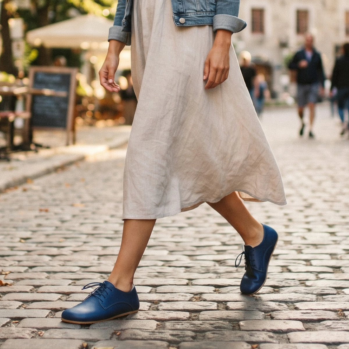 Smooth Barefoot Oxford Shoes – Rubber Sole – Bright Blue