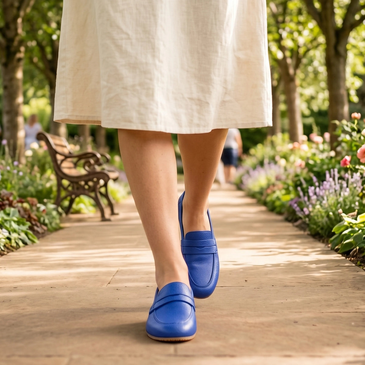 Smooth Barefoot Penny Loafer Shoes – Rubber Sole – Bright Blue
