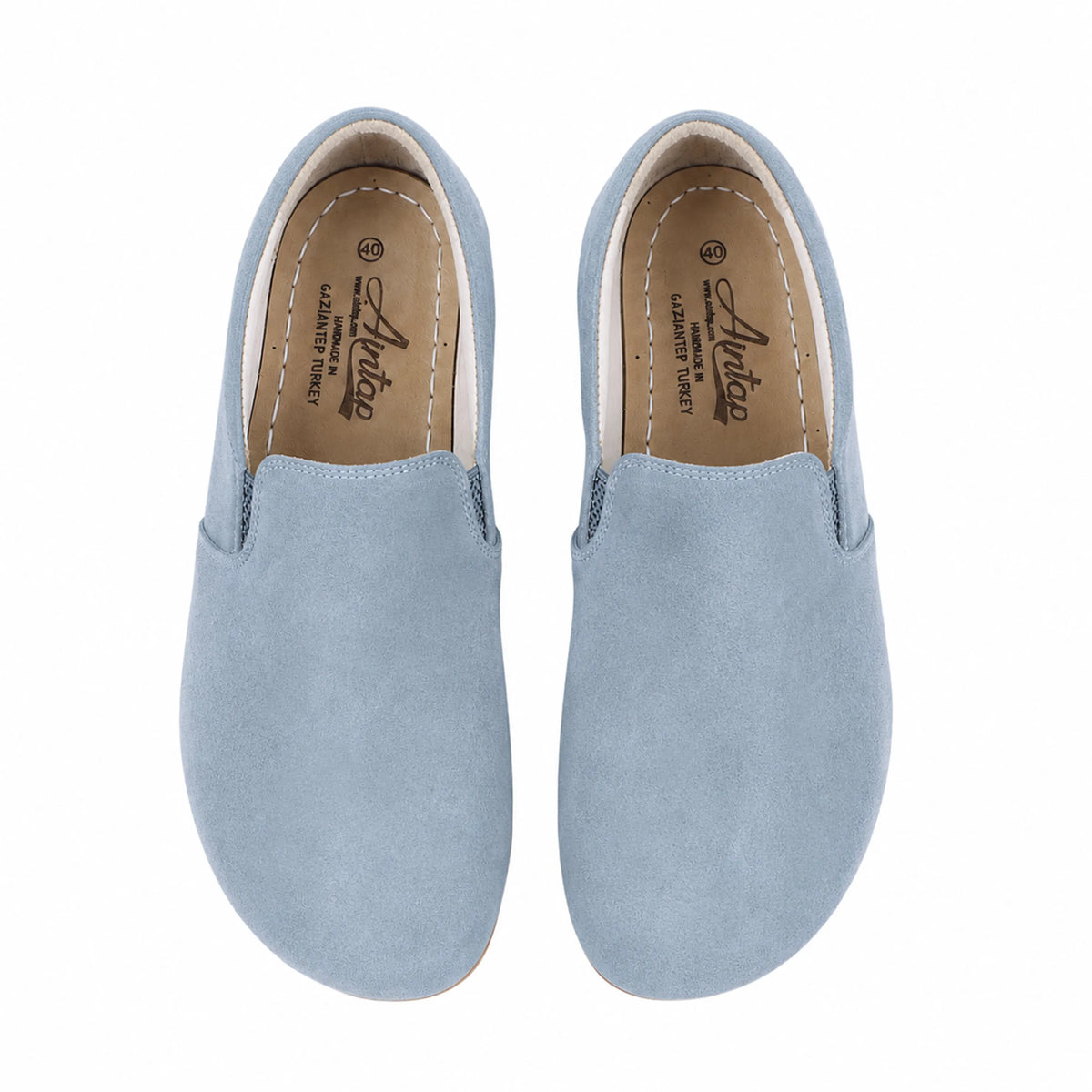 Suede Barefoot Slip-On Shoes – Rubber Sole – Baby Blue