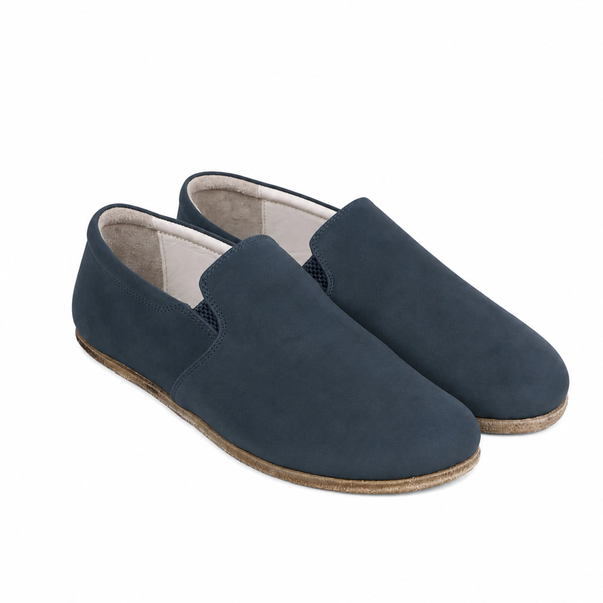 Nubuck Barefoot Slip-On Shoes – Classic Sole — Leather Sole – Jeans