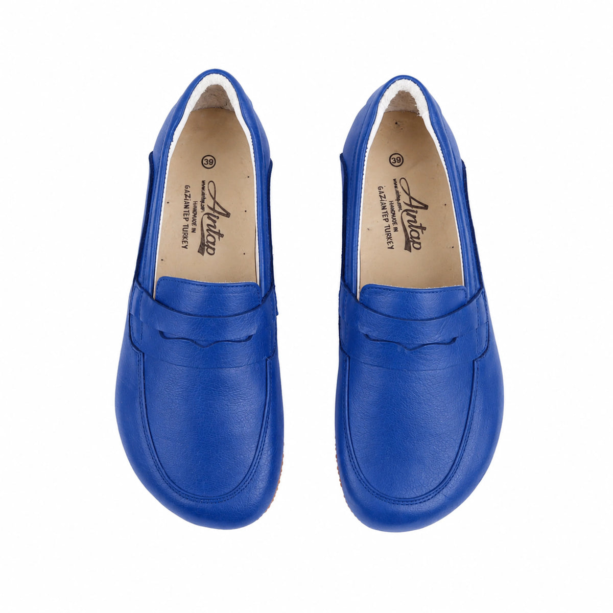 Smooth Barefoot Penny Loafer Shoes – Rubber Sole – Bright Blue