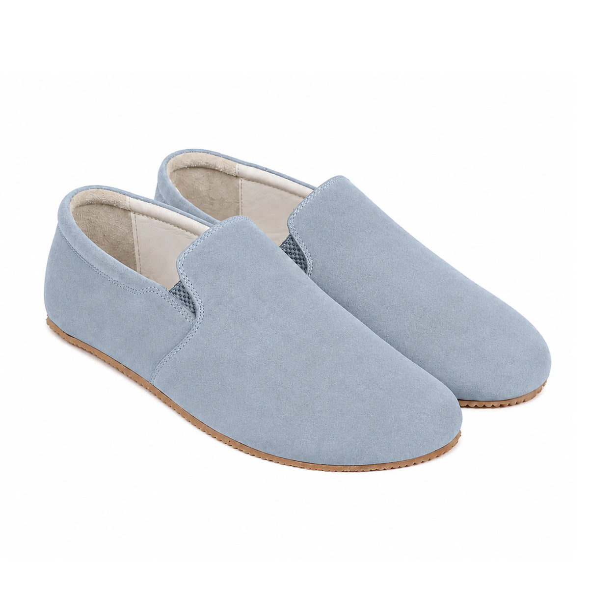 Suede Barefoot Slip-On Shoes – Rubber Sole – Baby Blue