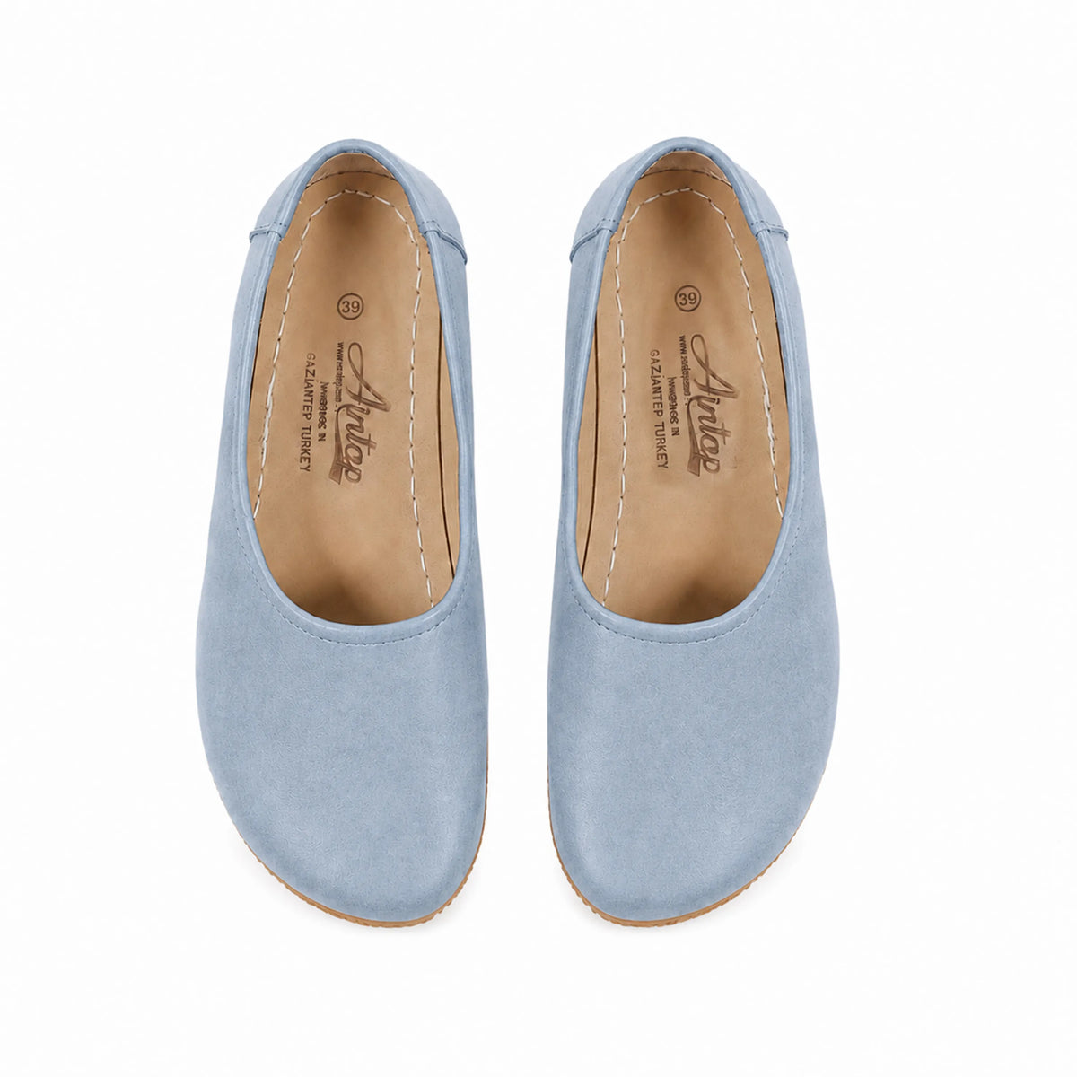 Suede Barefoot Ballet Shoes – Rubber Sole – Baby Blue