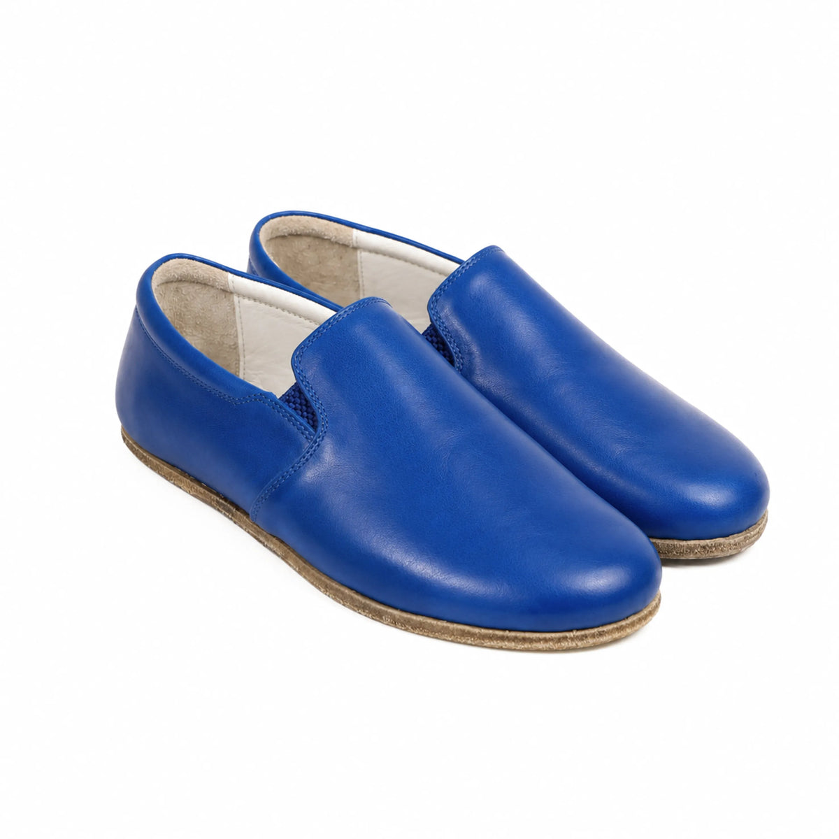 Smooth Barefoot Slip-On Shoes – Classic Sole — Leather Sole – Bright Blue