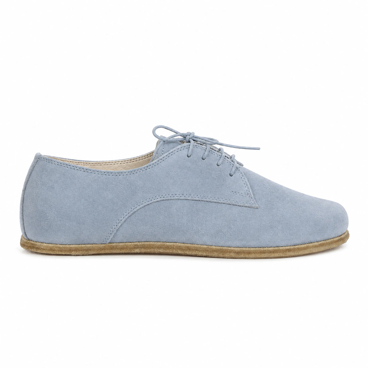 Suede Barefoot Oxford Shoes – Classic Sole — Leather Sole – Baby Blue