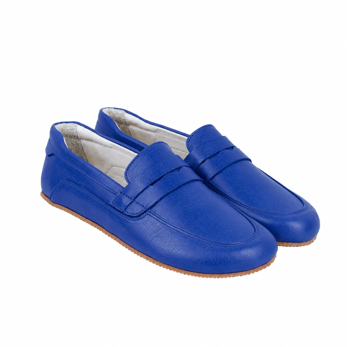 Smooth Barefoot Penny Loafer Shoes – Rubber Sole – Bright Blue