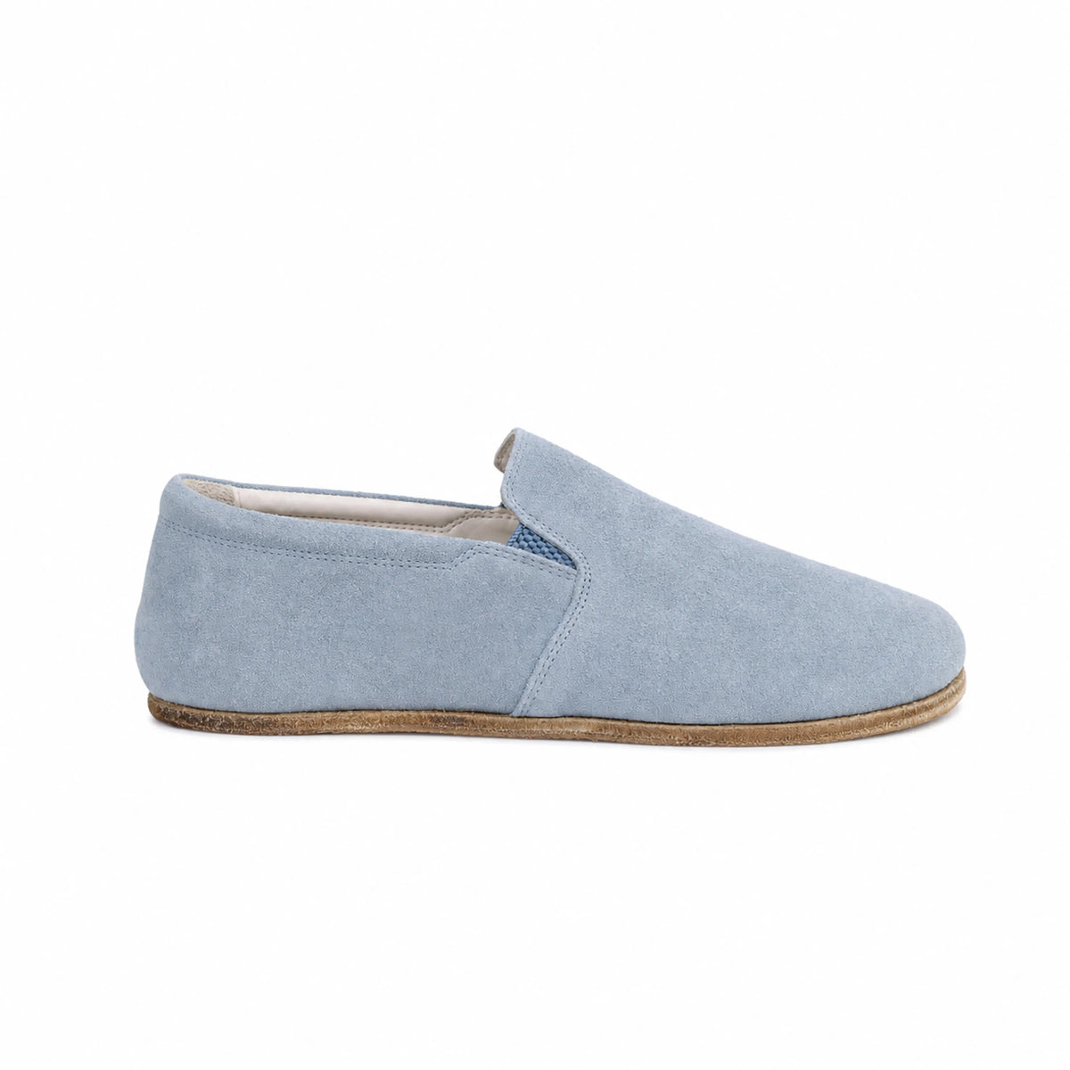 Suede Barefoot Slip-On Shoes – Classic Sole — Leather Sole – Sea Blue