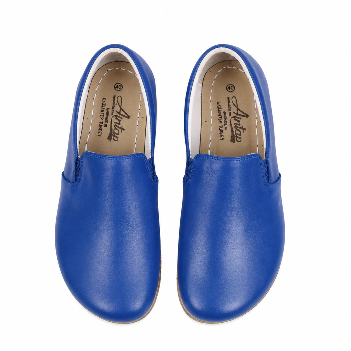 Smooth Barefoot Slip-On Shoes – Classic Sole — Leather Sole – Bright Blue