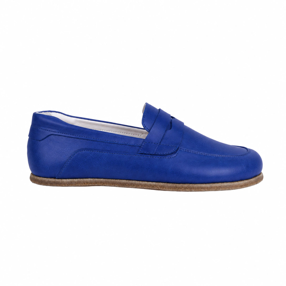 Smooth Barefoot Penny Loafer Shoes – Classic Sole — Leather Sole – Bright Blue