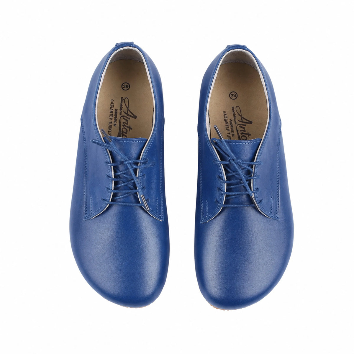 Smooth Barefoot Oxford Shoes – Rubber Sole – Bright Blue