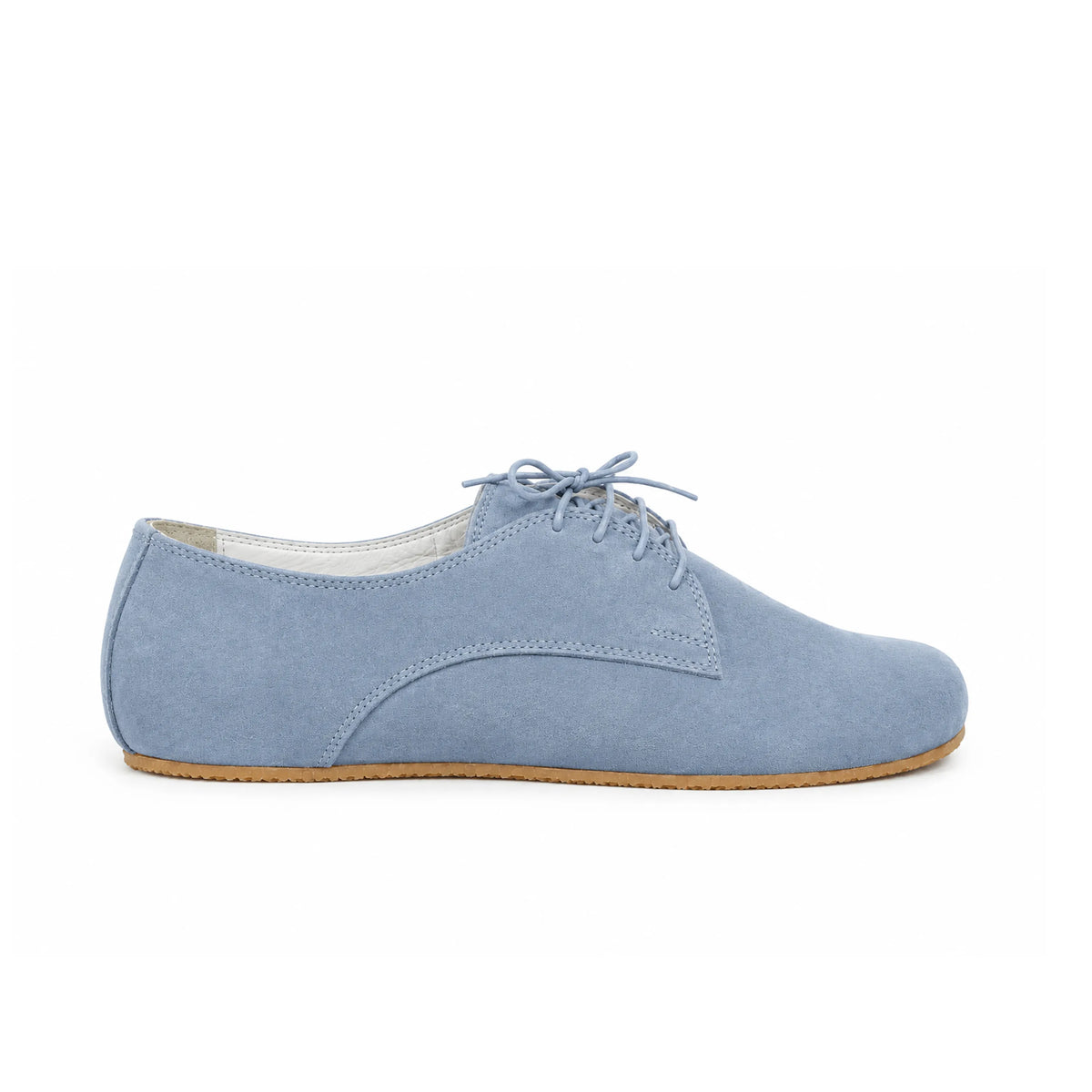 Suede Barefoot Oxford Shoes – Rubber Sole – Baby Blue