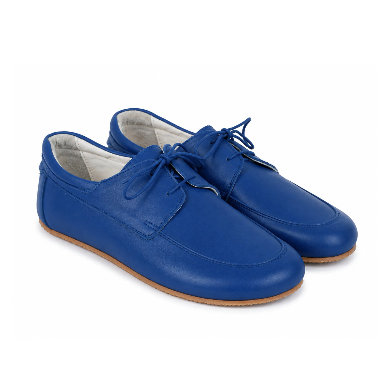 Smooth Barefoot Laces Penny Loafer Shoes – Rubber Sole – Bright Blue