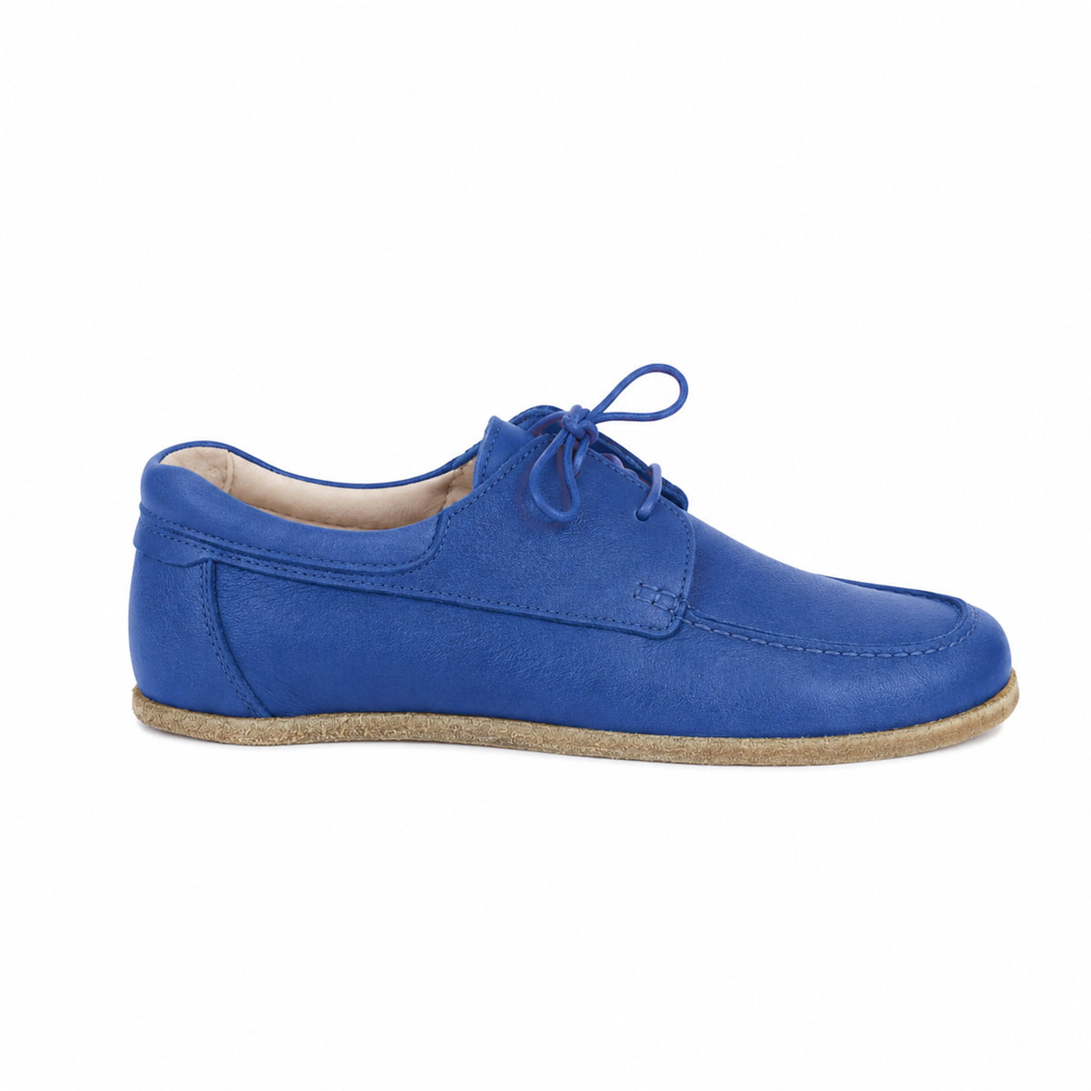 Smooth Barefoot Laces Penny Loafer Shoes – Classic Sole — Leather Sole – Bright Blue