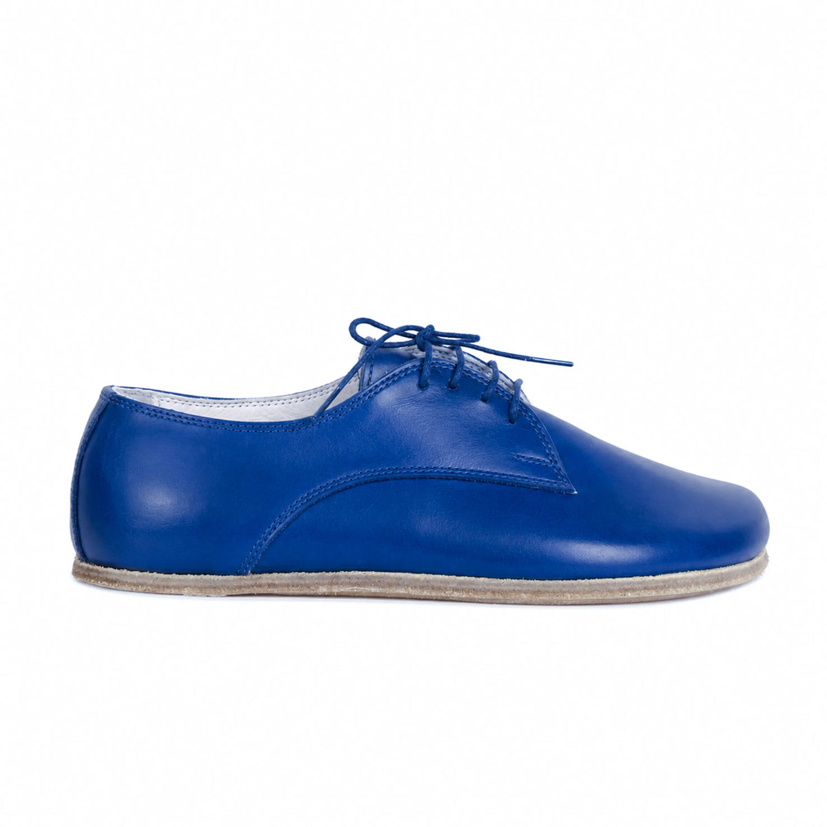 Smooth Barefoot Oxford Shoes – Classic Sole — Leather Sole – Bright Blue