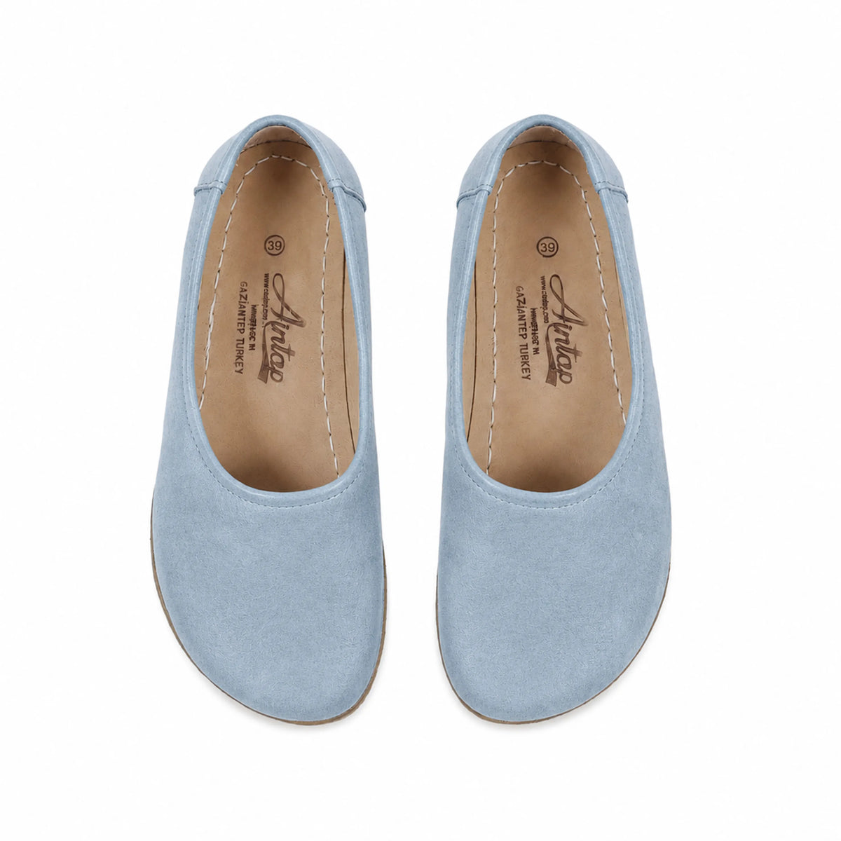Suede Barefoot Ballet Shoes – Classic Sole — Leather Sole – Baby Blue