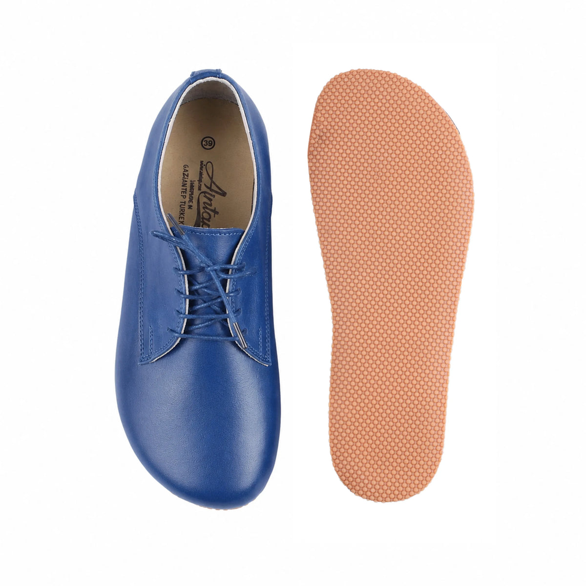 Smooth Barefoot Oxford Shoes – Rubber Sole – Bright Blue