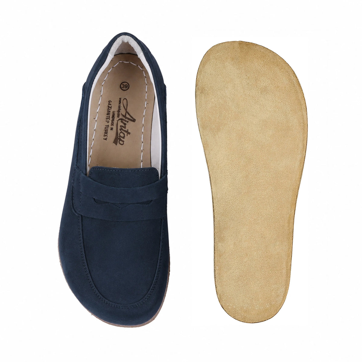 Nubuck Barefoot Penny Loafer Shoes – Classic Sole — Leather Sole – Jeans