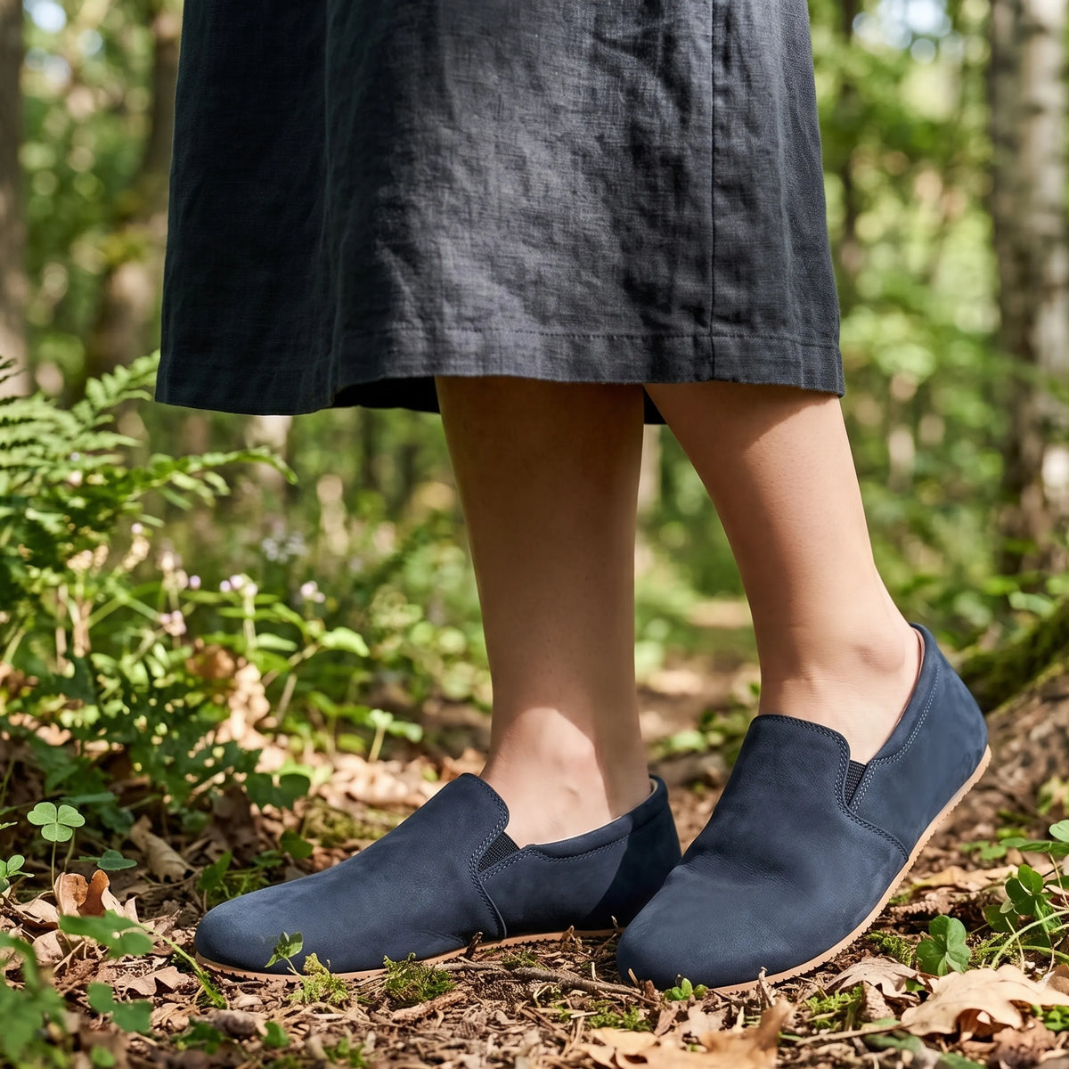 Nubuck Barefoot Slip-On Shoes – Rubber Sole – Jeans