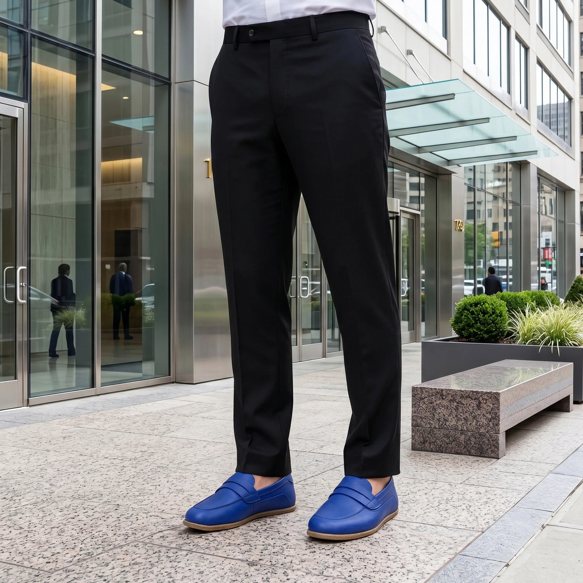 Smooth Barefoot Penny Loafer Shoes – Classic Sole — Leather Sole – Bright Blue