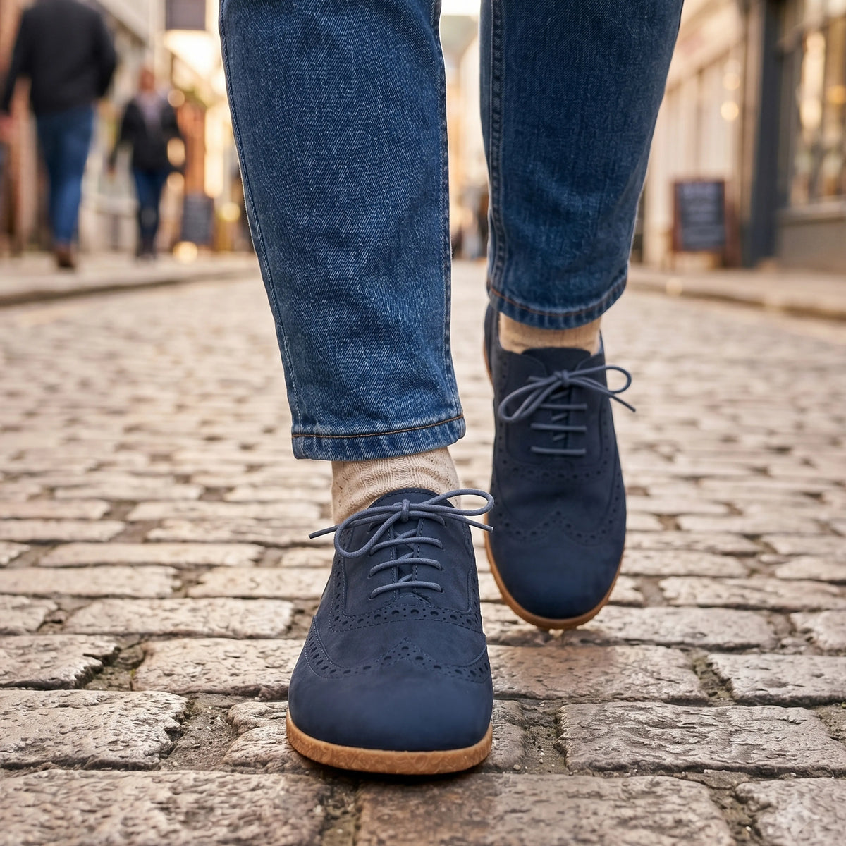 Nubuck Barefoot Moccasin Shoes – Classic Sole — Leather Sole – Jeans