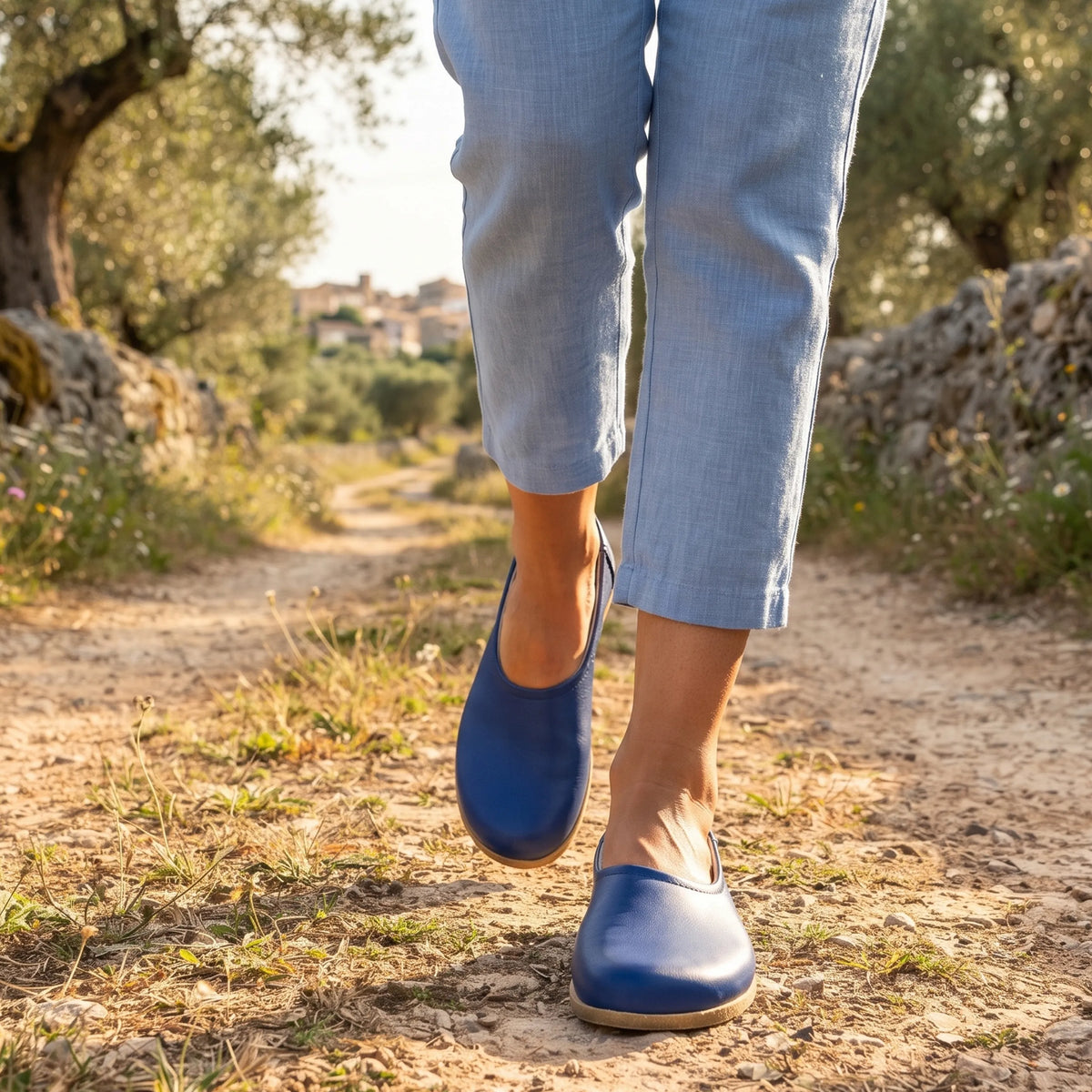 Smooth Barefoot Ballet Shoes – Classic Sole — Leather Sole – Bright Blue