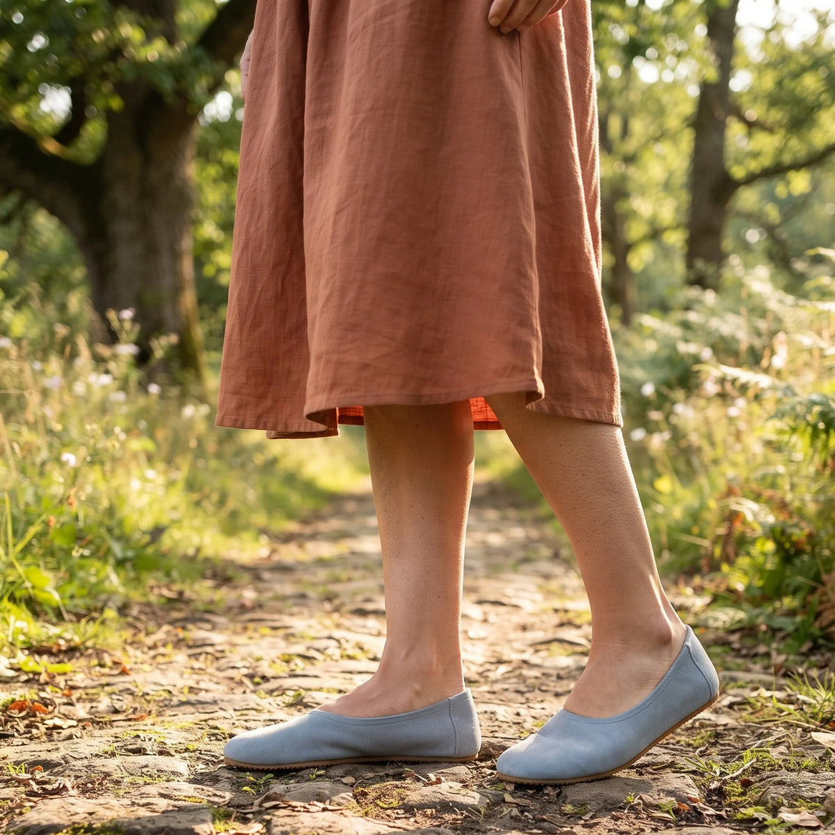 Suede Barefoot Ballet Shoes – Rubber Sole – Baby Blue