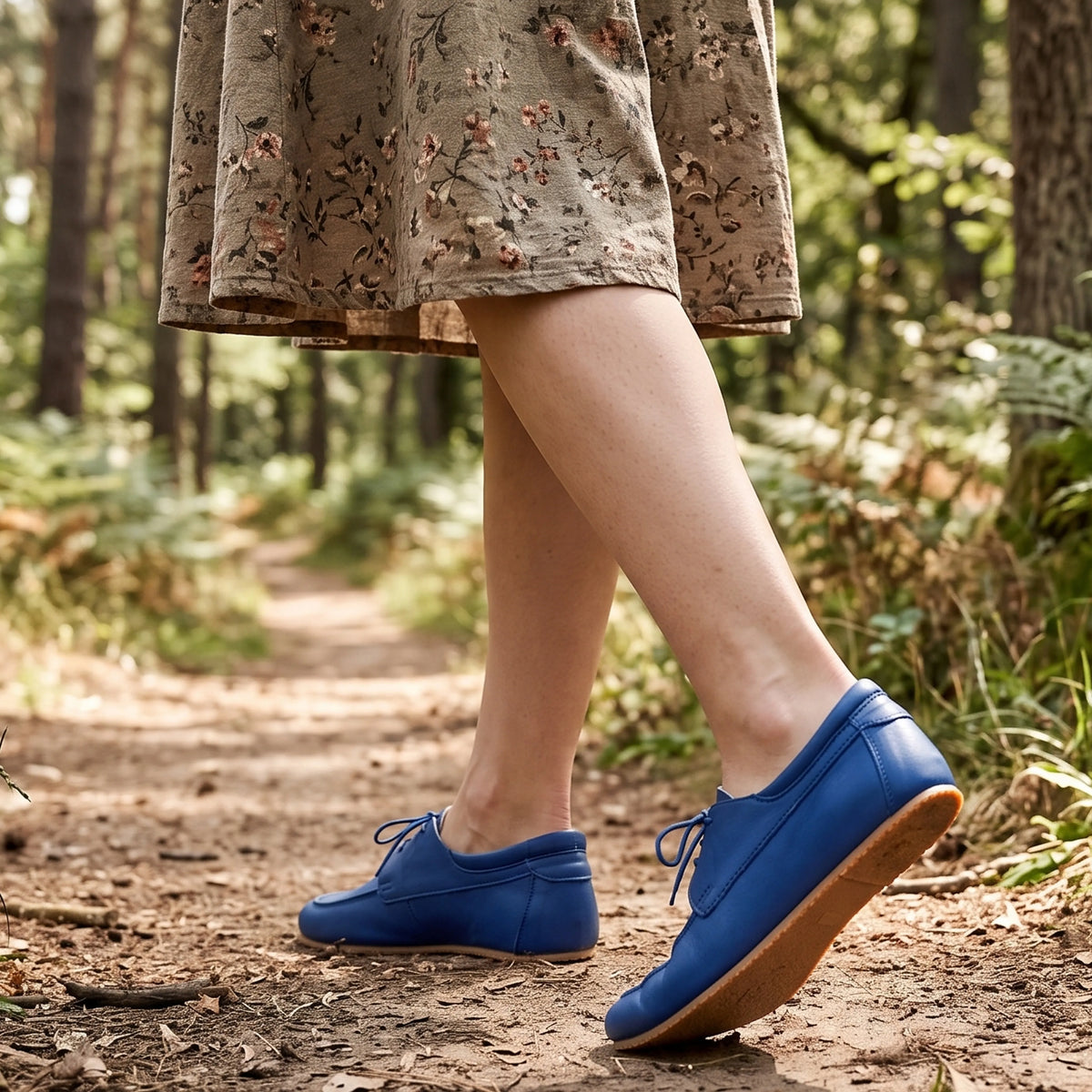 Smooth Barefoot Laces Penny Loafer Shoes – Rubber Sole – Bright Blue