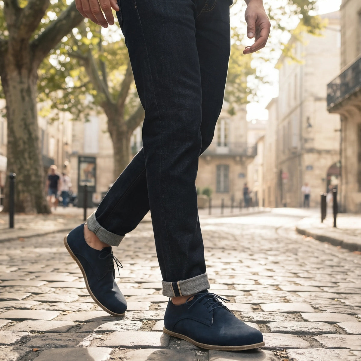 Nubuck Barefoot Oxford Shoes – Classic Sole — Leather Sole – Jeans