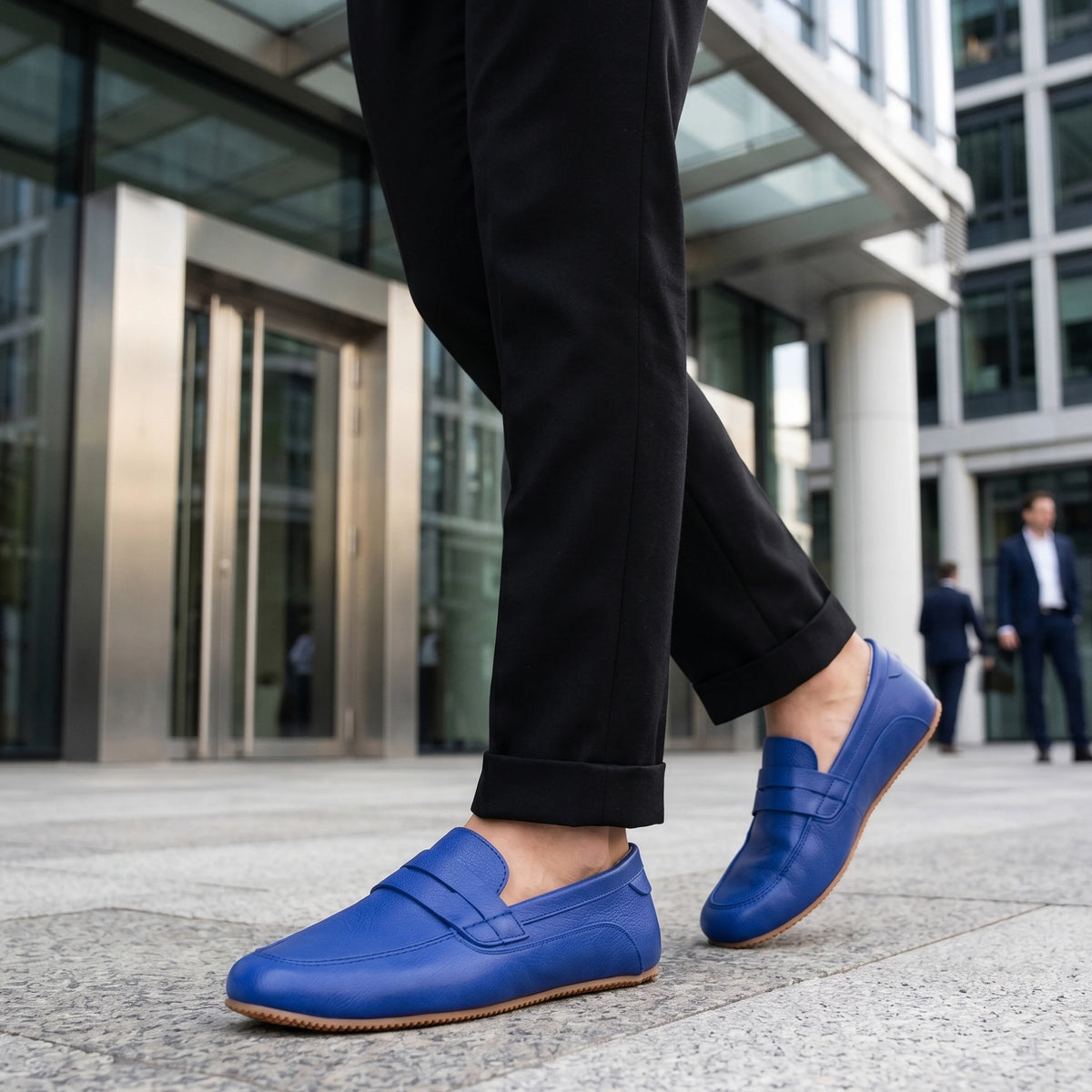Smooth Barefoot Penny Loafer Shoes – Rubber Sole – Bright Blue