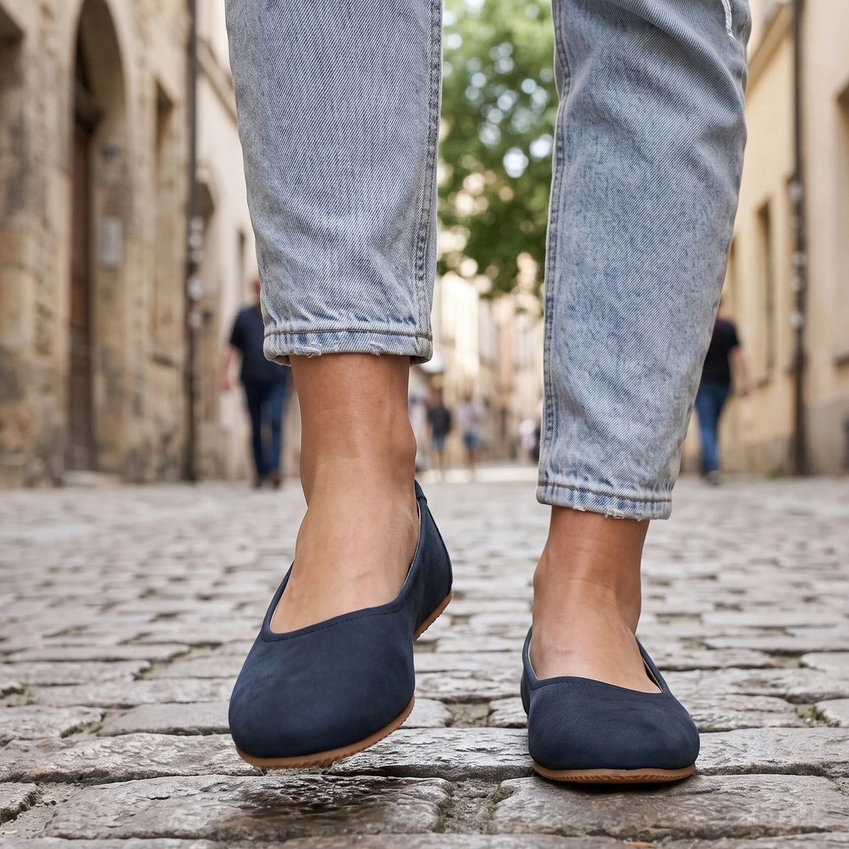 Nubuck Barefoot Ballet Shoes – Rubber Sole – Jeans