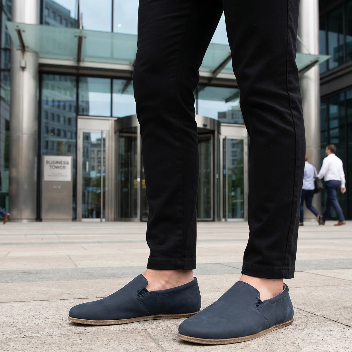 Nubuck Barefoot Slip-On Shoes – Classic Sole — Leather Sole – Jeans
