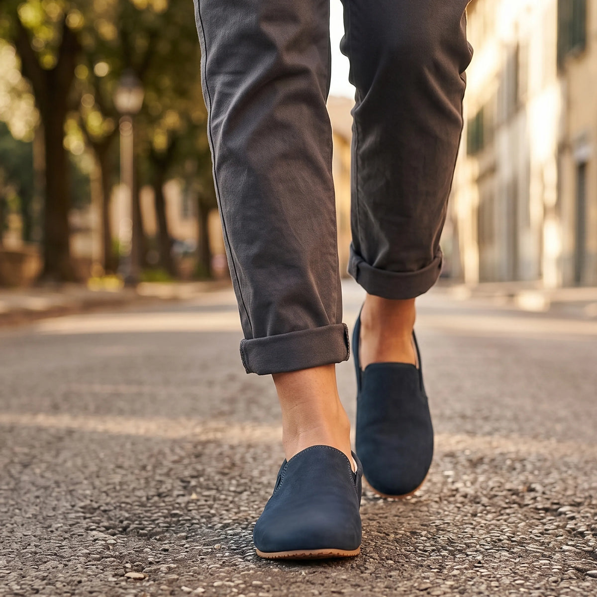 Nubuck Barefoot Slip-On Shoes – Rubber Sole – Jeans