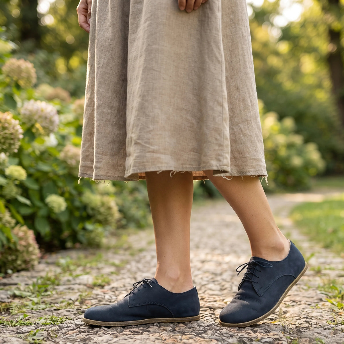 Nubuck Barefoot Oxford Shoes – Classic Sole — Leather Sole – Jeans