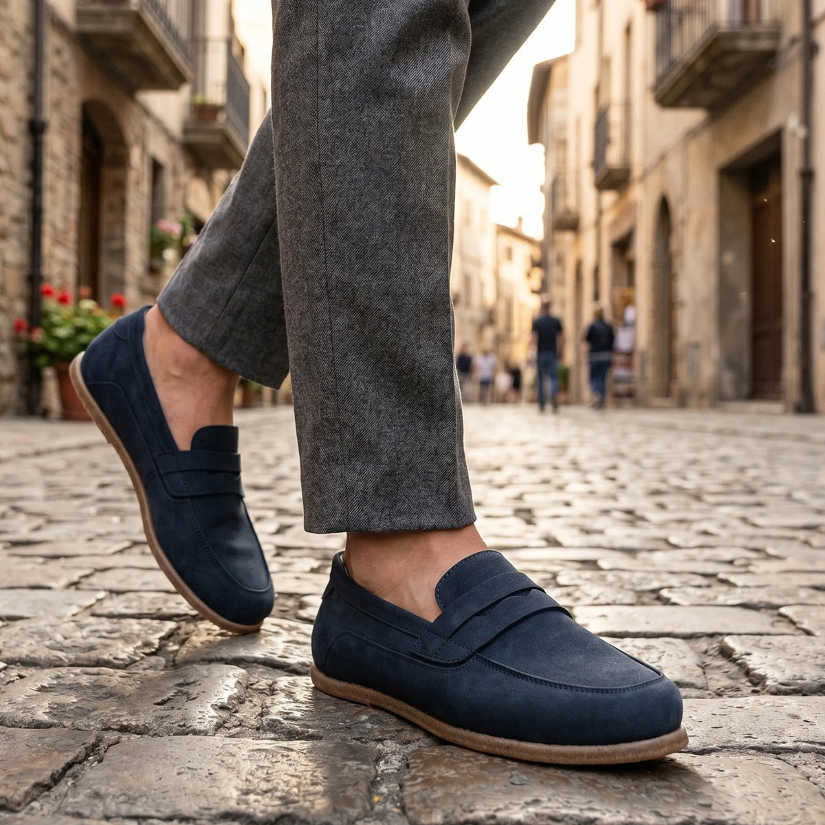 Nubuck Barefoot Penny Loafer Shoes – Classic Sole — Leather Sole – Jeans
