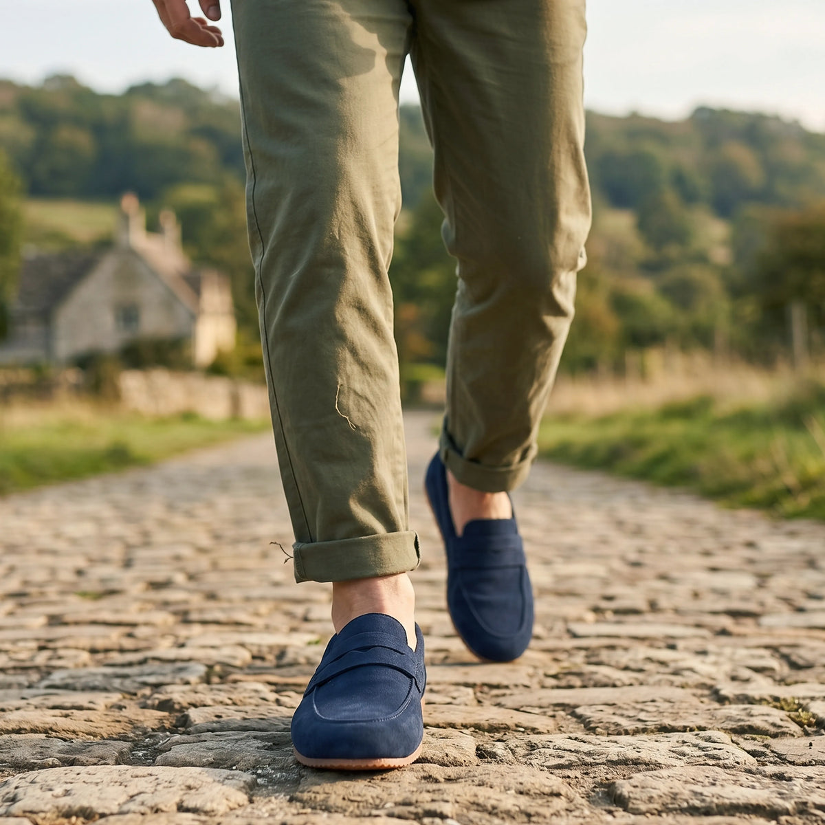 Nubuck Barefoot Penny Loafer Shoes – Rubber Sole – Jeans