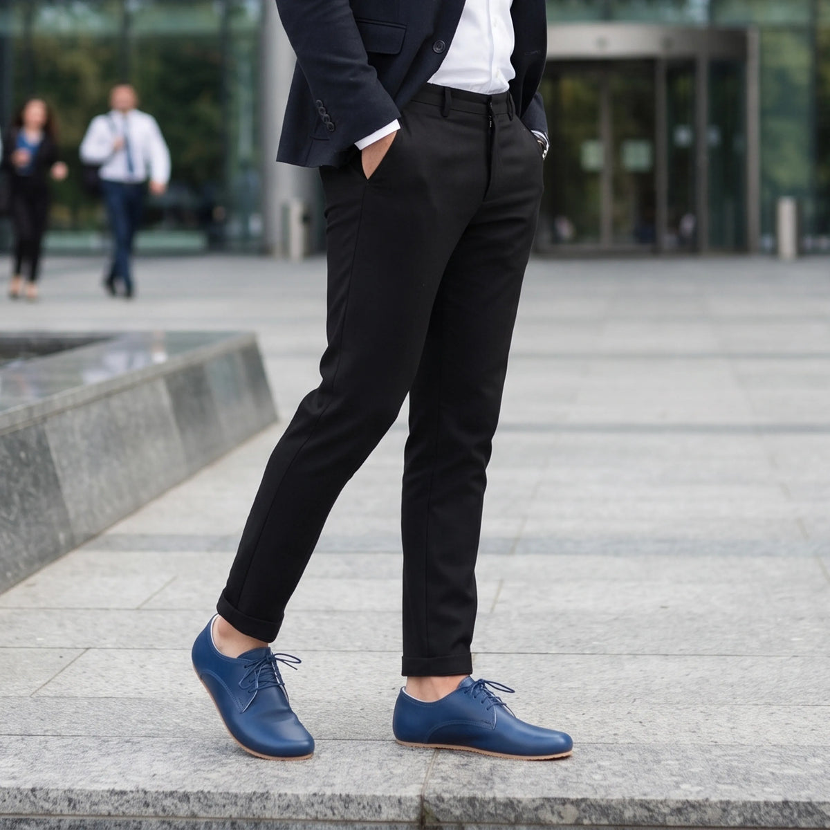 Smooth Barefoot Oxford Shoes – Rubber Sole – Bright Blue