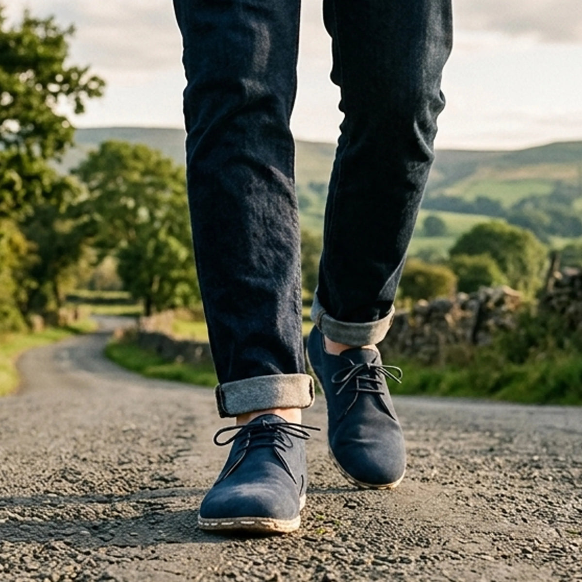 Nubuck Barefoot Oxford Shoes — Leather Sole – Jeans