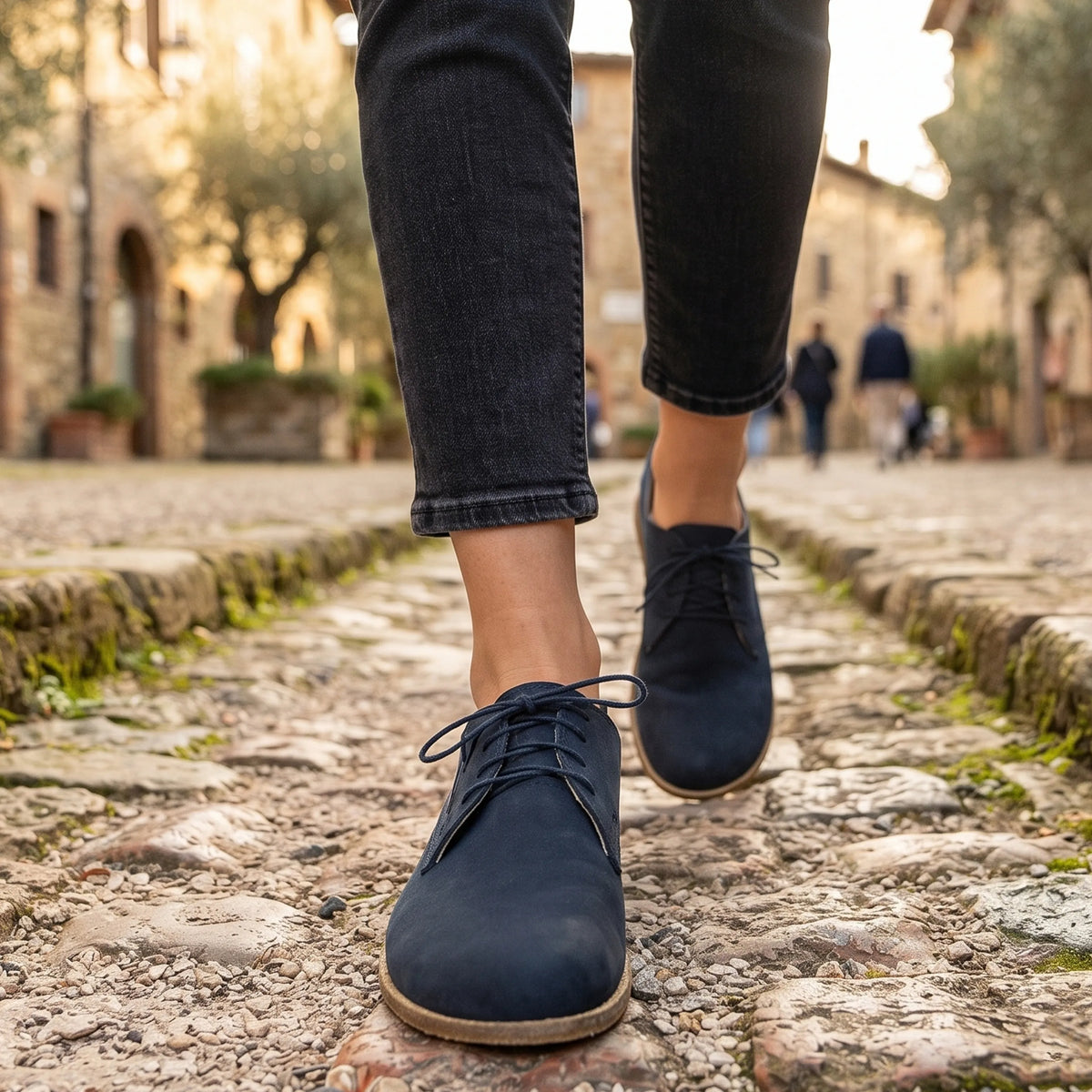 Nubuck Barefoot Oxford Shoes – Classic Sole — Leather Sole – Jeans