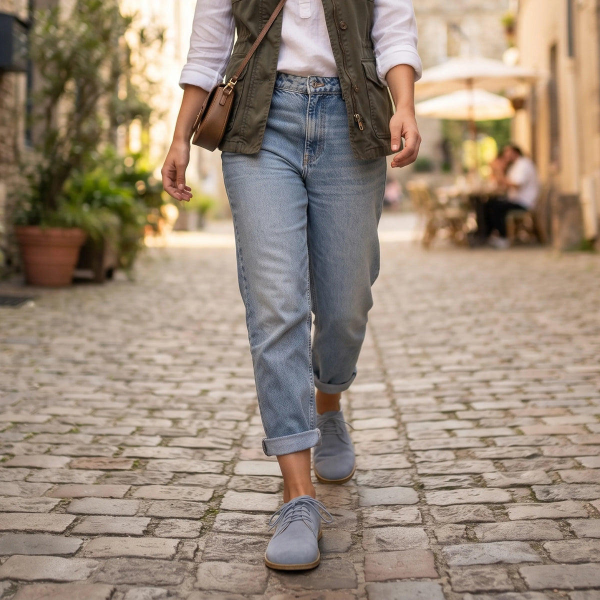 Suede Barefoot Oxford Shoes – Classic Sole — Leather Sole – Baby Blue