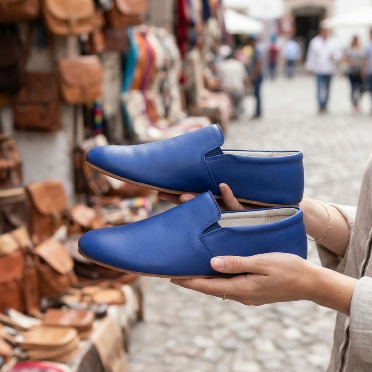 Smooth Barefoot Slip-On Shoes – Rubber Sole – Bright Blue
