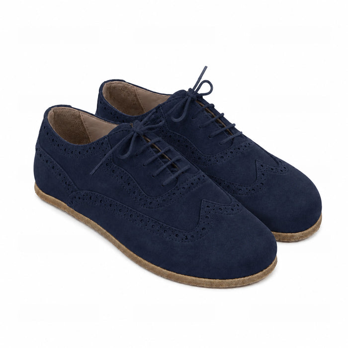 Suede Barefoot Moccasin Shoes – Classic Sole — Leather Sole – Navy Blue