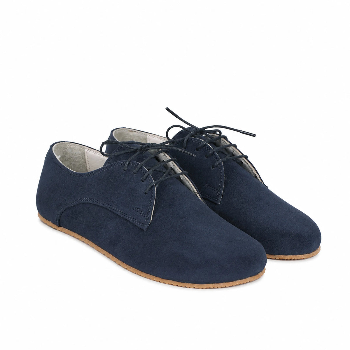 Suede Barefoot Oxford Shoes – Rubber Sole – Navy Blue