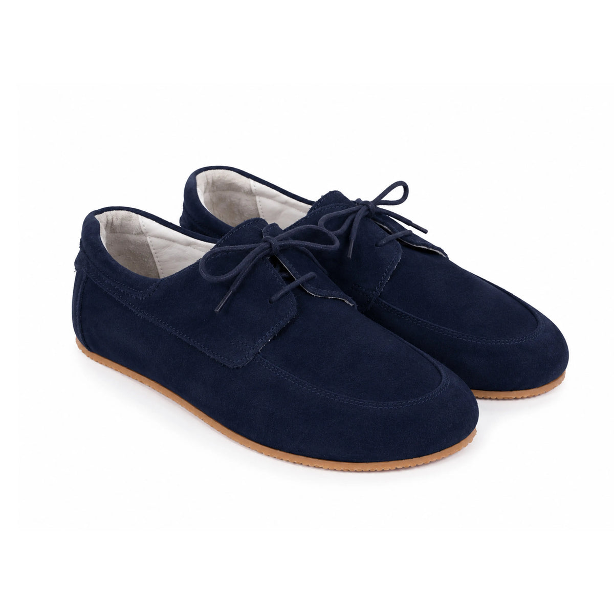 Suede Barefoot Laces Penny Loafer Shoes – Rubber Sole – Navy Blue
