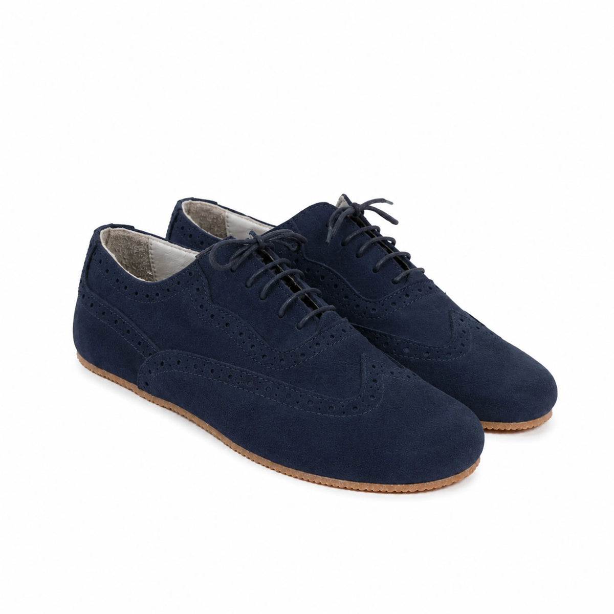 Suede Barefoot Moccasin Shoes – Rubber Sole – Navy Blue
