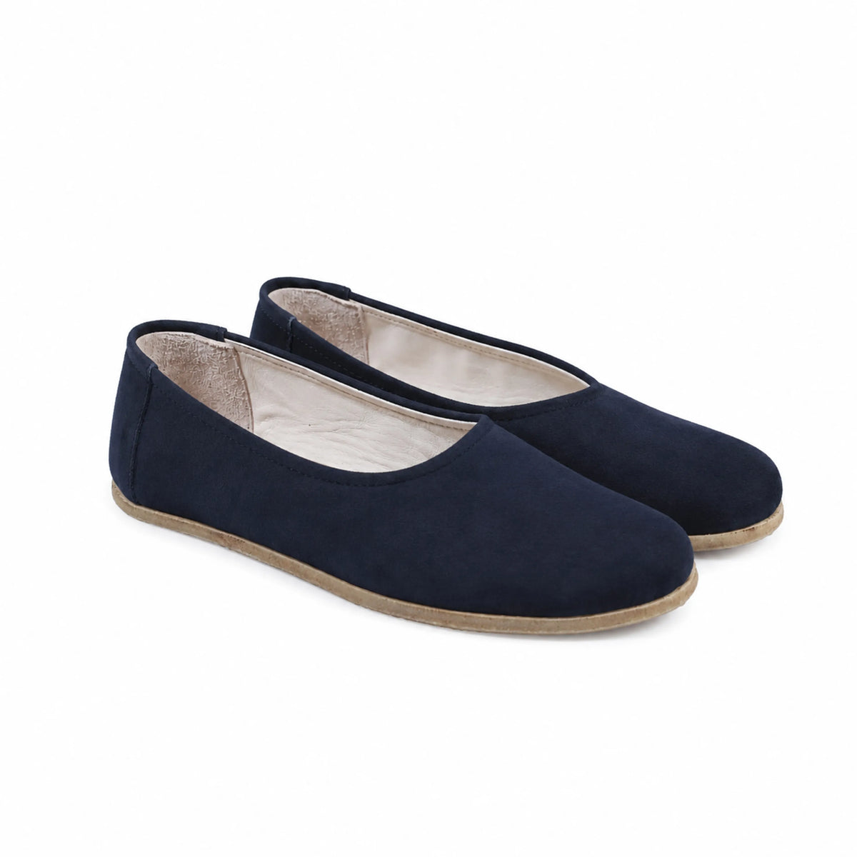 Suede Barefoot Ballet Shoes – Classic Sole — Leather Sole – Navy Blue